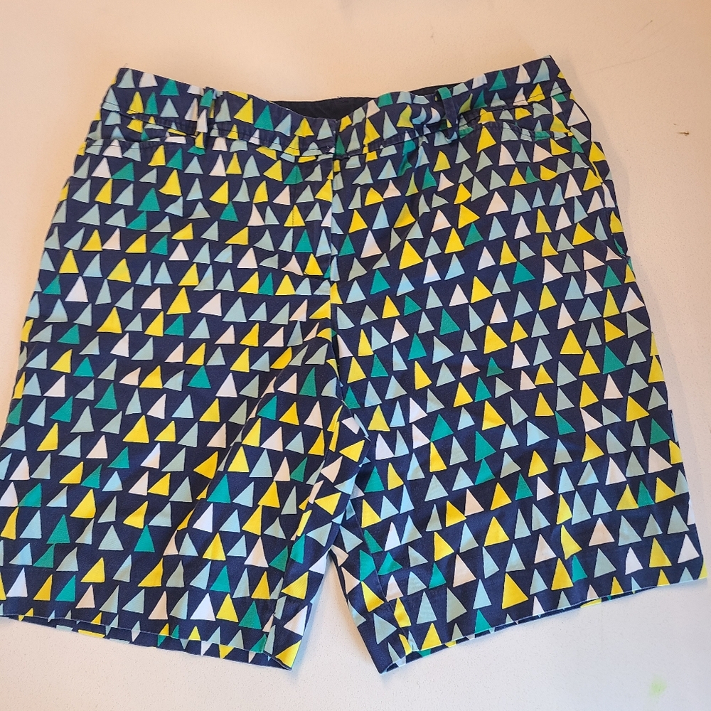 Talbots 12P perfect shorts petite geo blue green yellow